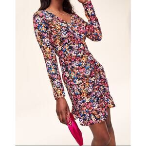 NWT Adore Me Floral Ruched Tiered Mini Long Sleeve Cali Dress Beachy Ditsy Sz 2X